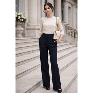 Theory Twill Pants Black Sz 6 Women's Quiet Luxury Classic Old Money